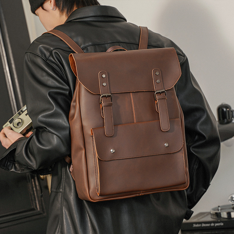 Vintage Men's Leather Backpack - Leather Work Rucksack Mens 评论和价格