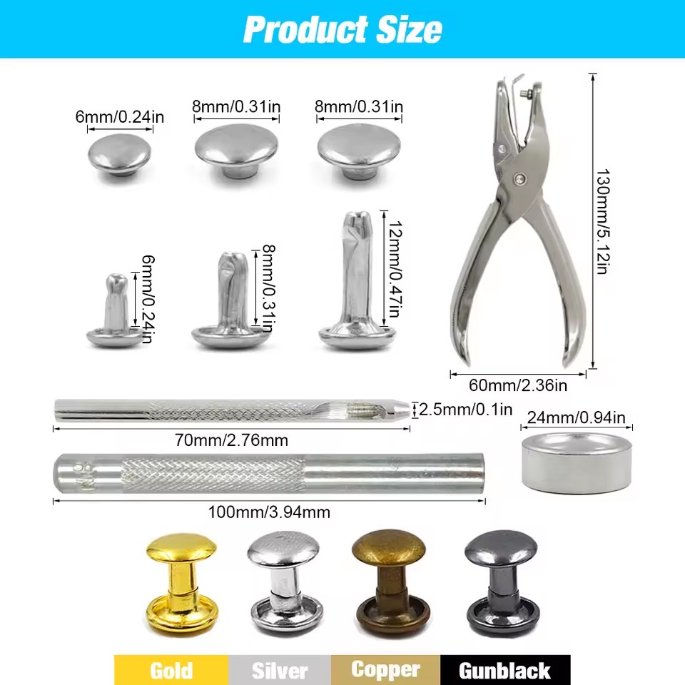 Metal Double Cap Rivets Stud R - Rivet Setter Tool 评论和价格