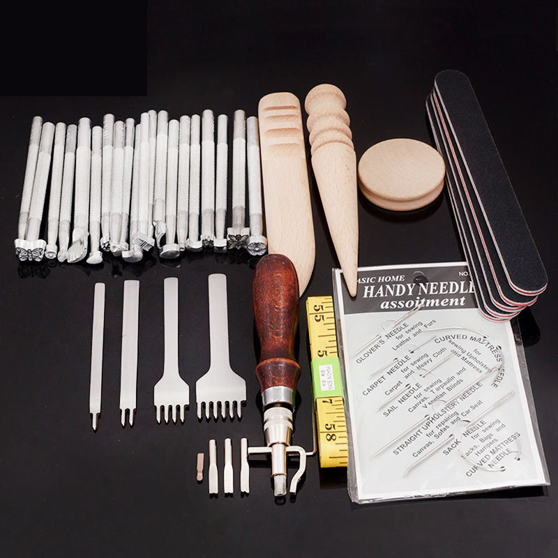 59PCS Leather Craft Set Hand T - Groover Stitching Tool 评论和价格